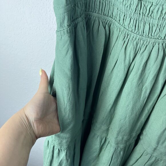 Anthropologie Somerset Teal Tiered Maxi Dress Linen Boho Plus 2X 248 - Picture 4 of 8